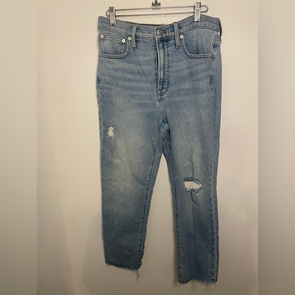 Madewell perfect vintage crop Jean denim 27P raw hem zip fly distress